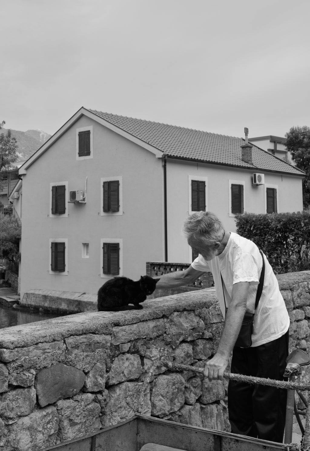 A Man and His Friend: Kotor, Montenegro, Black & White