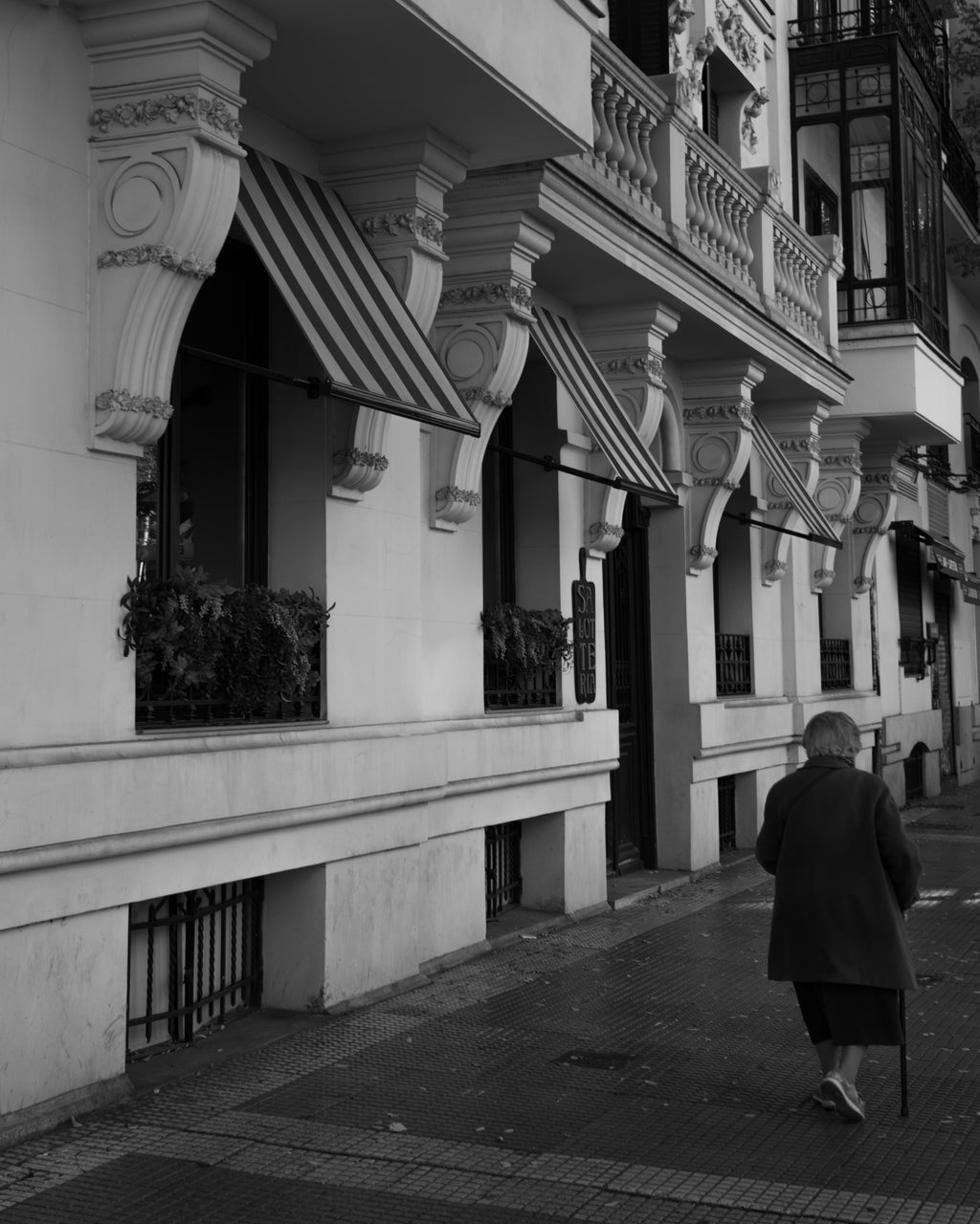 Nice Day for a Stroll: Madrid, Spain, Black & White